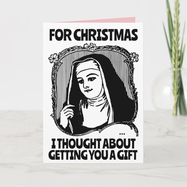 FUNNY NUN CATHOLIC CHRISTMAS BIG GREETING CARD (Front)