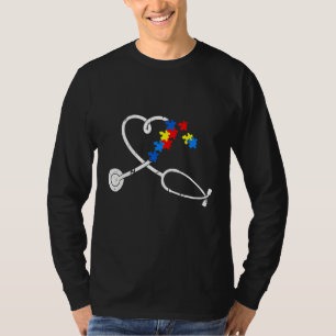 Funny Nurse Autism Puzzle Stethoscope Heart 1 T-Shirt