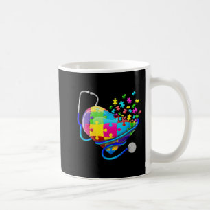 Funny Nurse Autism Puzzle Stethoscope Heart T-Shir Coffee Mug