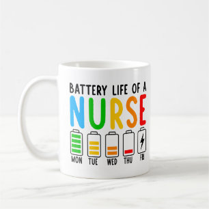 Funny Nurse – Battery Life of a Nurse Graphic Tee Coffee Mug