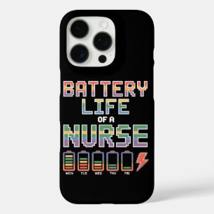 Funny Nurse Battery Life Quote Colourful Medical iPhone 16 Pro Case