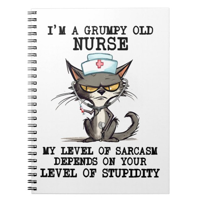 Funny Nurse Cat Saying Notebook (Front)