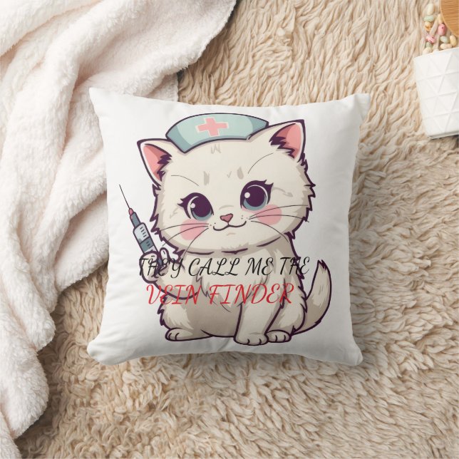 Funny Nurse Cat The Vein Finder Personalised Cushion (Blanket)