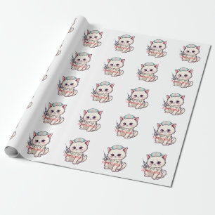 Funny Nurse Cat The Vein Finder Personalised Wrapping Paper