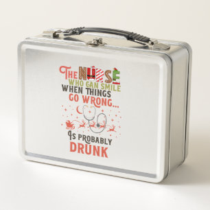 Funny Nurse Christmas Pun Quote Hilarious Metal Lunch Box