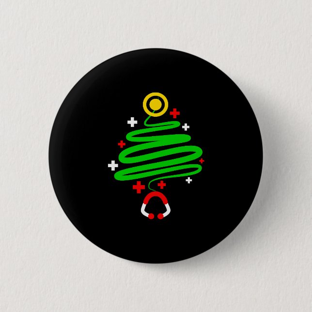 Funny Nurse Christmas Tree Stethoscope Gif 6 Cm Round Badge (Front)