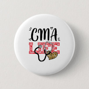 Funny Nurse Cma Life Leopard Stethoscope Valentine 6 Cm Round Badge