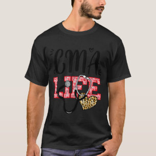 Funny Nurse Cma Life Leopard Stethoscope Valentine T-Shirt