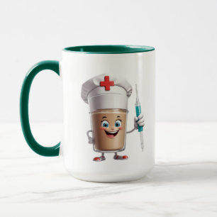 Funny Nurse Coffee Mug – Cartoon Cup with Syringe