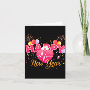 Funny Nurse Crew Heartbeat New Years Eve Party 202 Card