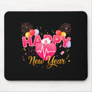 Funny Nurse Crew Heartbeat New Years Eve Party 202 Mouse Pad