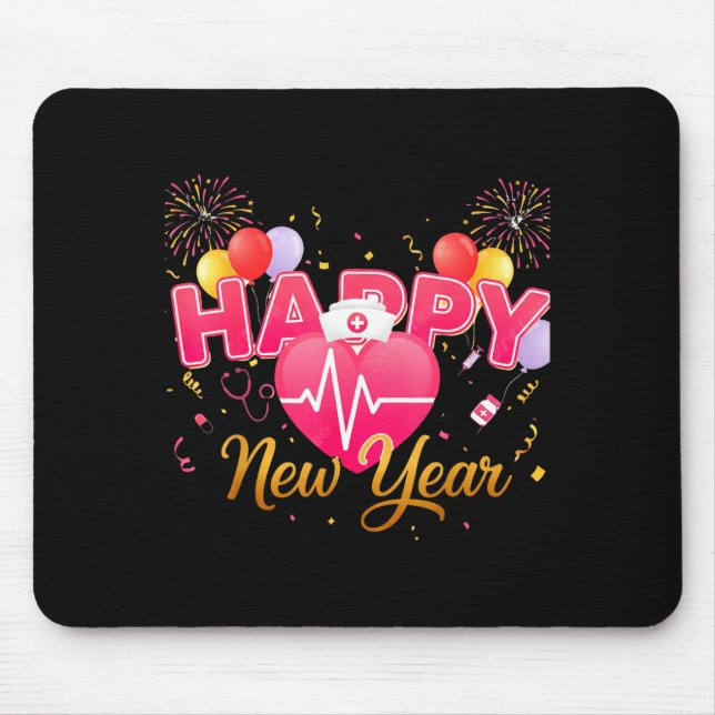 Funny Nurse Crew Heartbeat New Years Eve Party 202 Mouse Pad (Front)