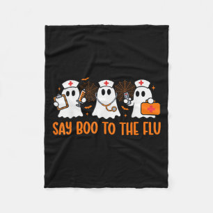 Funny Nurse Ghost Halloween Vaccine Say Boo To The Fleece Blanket
