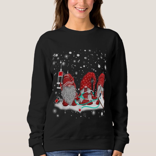 Funny Nurse Gnomes Santa Christmas Light Nursing L Sweatshirt (Front)