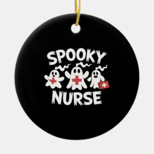 Funny Nurse Halloween Ceramic Ornament