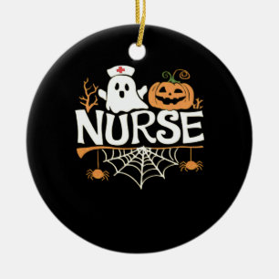 Funny Nurse Halloween Ghost Design Essential T-Shi Ceramic Ornament