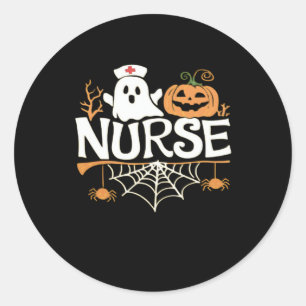 Funny Nurse Halloween Ghost Design Essential T-Shi Classic Round Sticker
