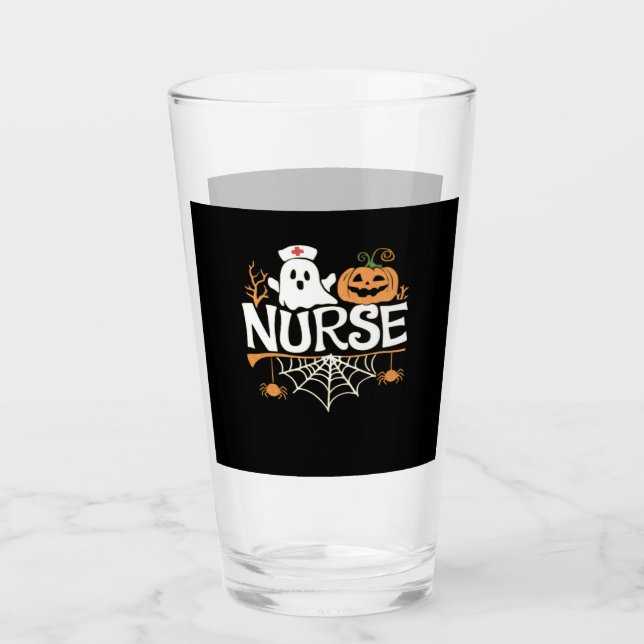Funny Nurse Halloween Ghost Design Essential T-Shi Glass (Front)