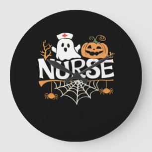 Funny Nurse Halloween Ghost Design Essential T-Shi Large Clock