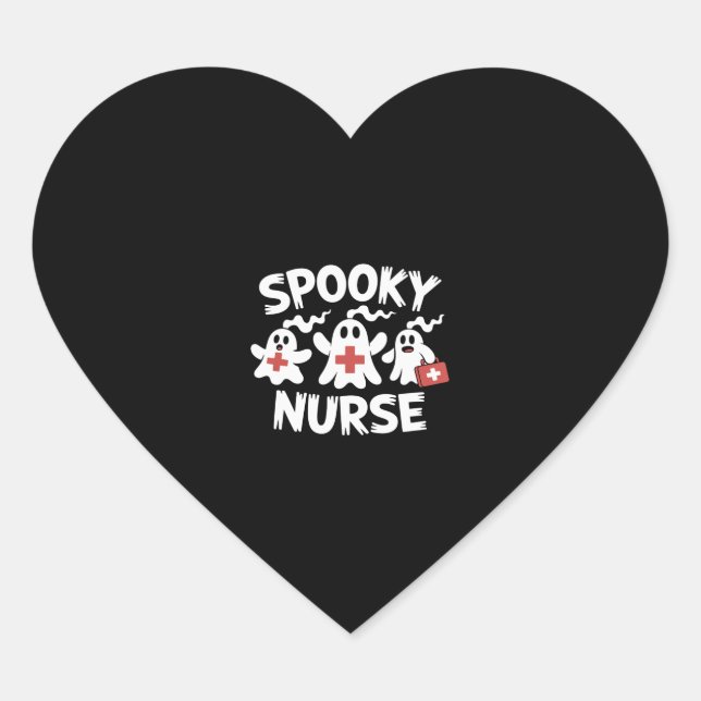 Funny Nurse Halloween Heart Sticker (Front)