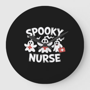Funny Nurse Halloween Large Clock
