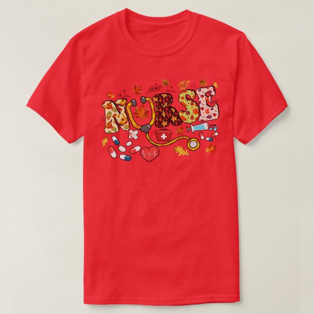 Funny Nurse Happy Autunm  T-Shirt (Design Front)