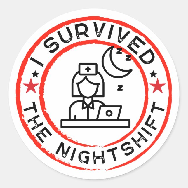 Funny Nurse I Survived the Nightshift Sticker (Front)