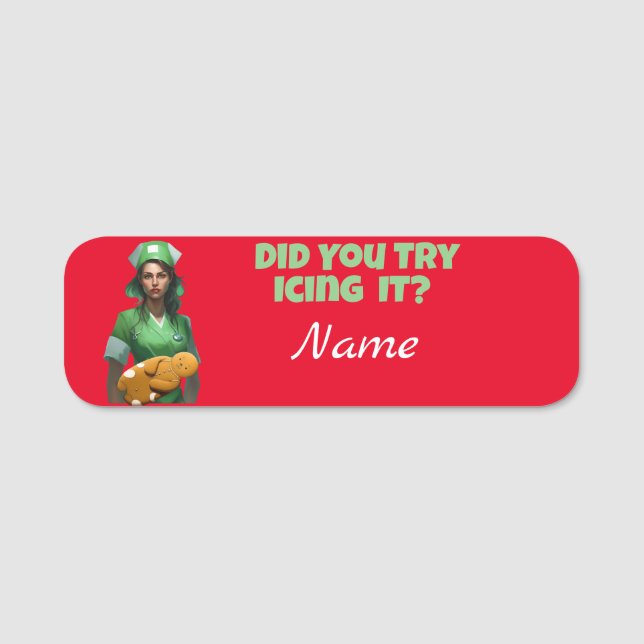 Funny Nurse Icing It Thunder_Cove Name Tag (Front)