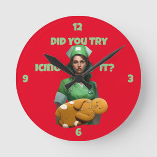 Funny Nurse Icing It Thunder_Cove Round Clock