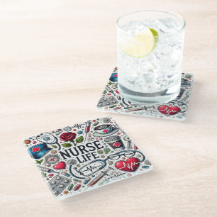 Funny Nurse Life Glass Coaster