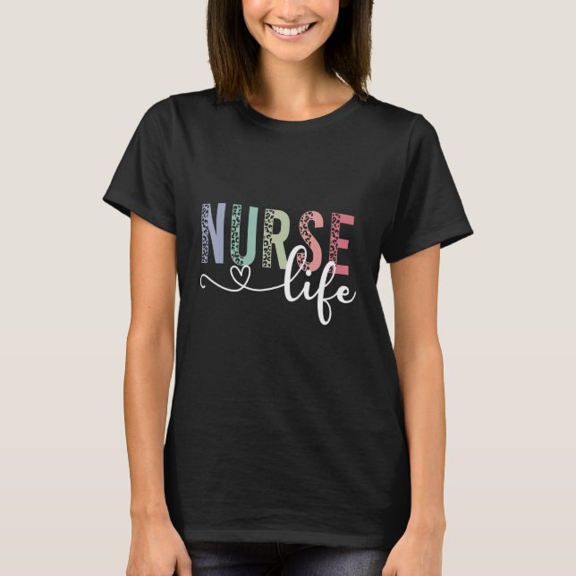 Funny Nurse Life RN LPN CNA Retro Leopard Nurse We T-Shirt (Front)