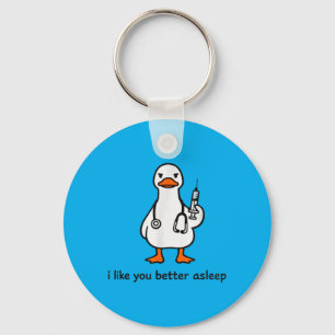 Funny Nurse Like Better Asleep White Goose Key Ring