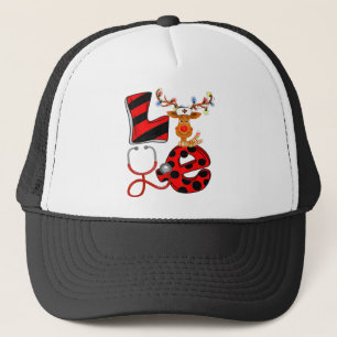 Funny Nurse Love Stethoscope Christmas Reindeer Cu Trucker Hat