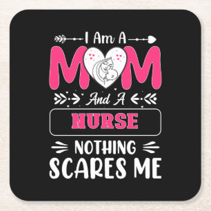 Funny Nurse Mum, Nurse Mum funny quotes Square Paper Coaster