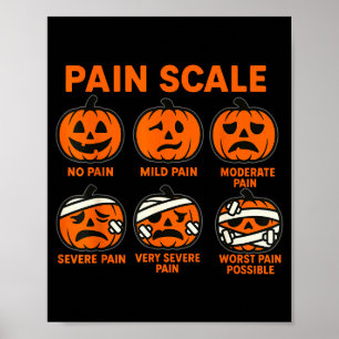 Funny Nurse Pain Scale Halloween Medical Staff Er Poster