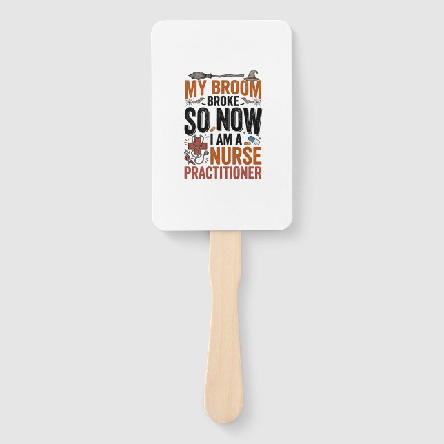 Funny Nurse Practitioner Witch Halloween Design_1 Hand Fan (Front)