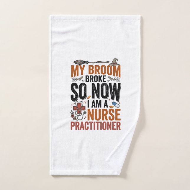 Funny Nurse Practitioner Witch Halloween Design_1 Hand Towel (Hand Towel)