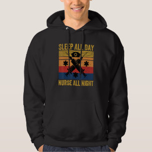 Funny Nurse Quote Sleep All Day Nurse All Night  C Hoodie