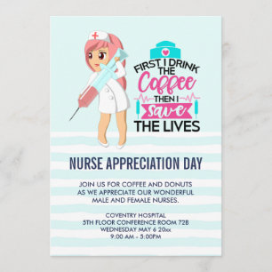 Funny Nurse Saying Typography Nurses Day Invitation