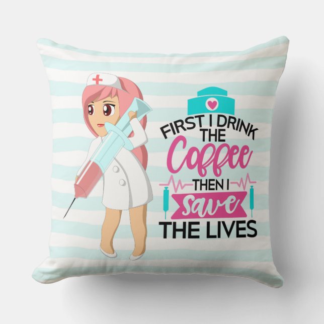 Funny Nurse Saying with Big Hypodermic Needle Cushion (Front)