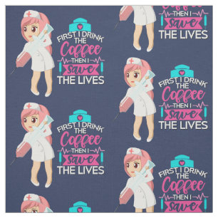 Funny Nurse Saying with Big Hypodermic Needle Fabric