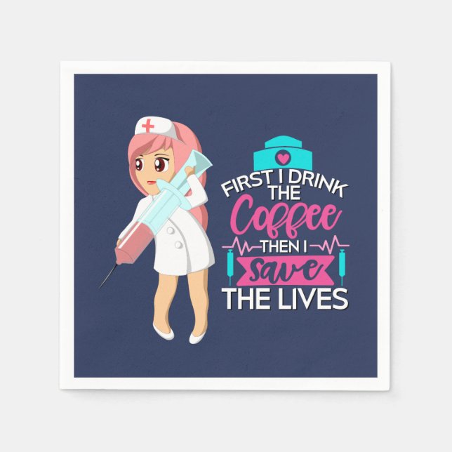 Funny Nurse Saying with Big Hypodermic Needle Napkin (Front)