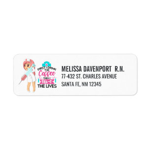 Funny Nurse Saying with Big Hypodermic Needle Return Address Label