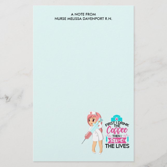 Funny Nurse Saying with Big Hypodermic Needle Stationery (Front)