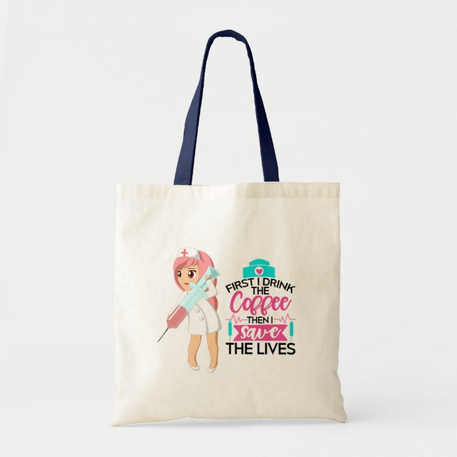 Funny Nurse Saying with Big Hypodermic Needle Tote Bag (Front)