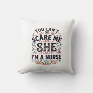 Funny Nurse Scare Me Vintage Halloween Shirt Desig Cushion