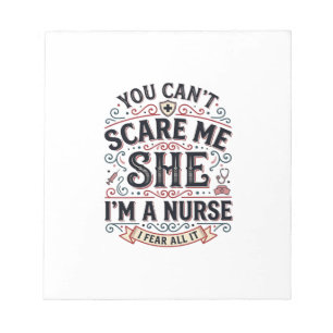 Funny Nurse Scare Me Vintage Halloween Shirt Desig Notepad