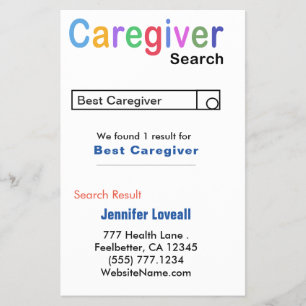 Funny Nurse Search Caregiver Business Card