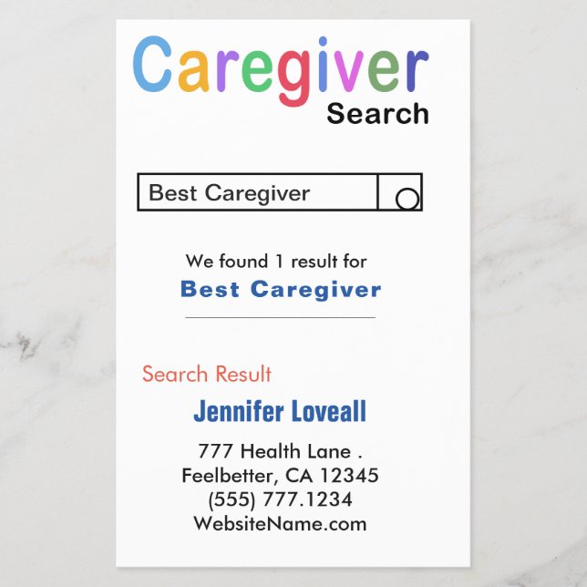 Funny Nurse Search Caregiver Business Card (Front)