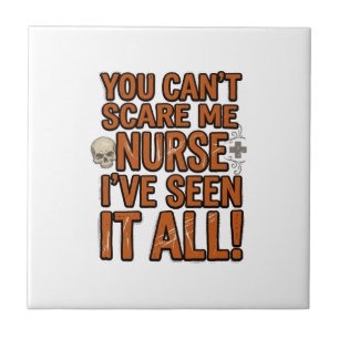 Funny Nurse Seen It All Vintage Halloween Design_1 Ceramic Tile